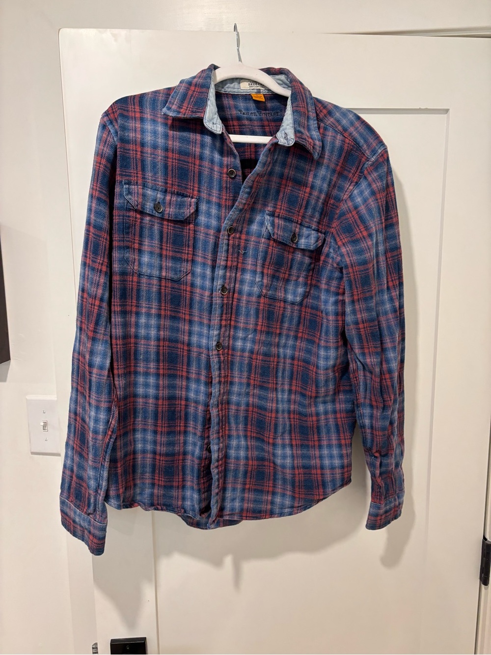 Tailor Vintage Blue and Red Plaid Button-Down Shirt